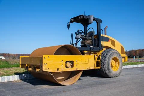 Asphalt compactor tractor Stock Photos