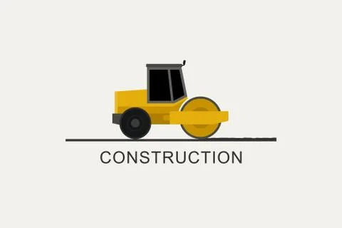 Asphalt compactor at work Stock Illustration