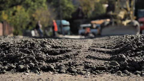  asphalt concrete that was driven over by special construction  Stock-Footage 219633502