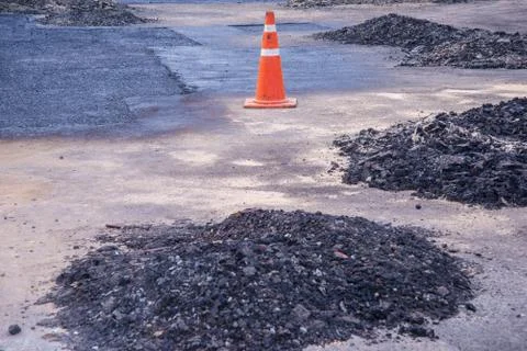 Asphalt in construction division Foto stock
