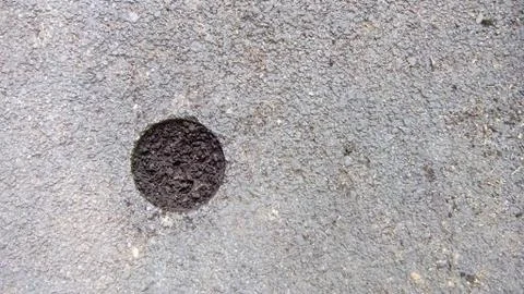 Asphalt cutting for the study of the sample in the laboratory Stock Photos