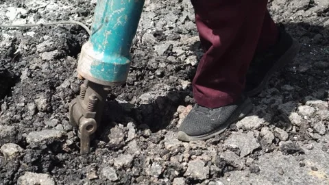 Asphalt dismantling by workers Stock Footage 272588138