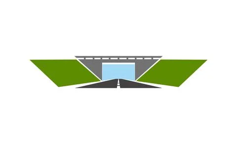 Asphalt highway pathway bridge icon or badge Stock Illustration