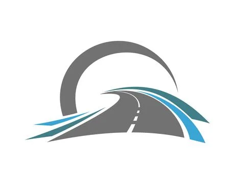 Asphalt highway road vector symbol, route icon Illustrazione stock