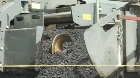 Asphalt laying, road mixture, road equipment, bitumen Stock Footage 285143653