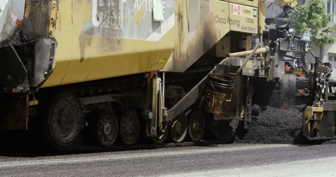 Asphalt machine paving Stock Footage 112062366