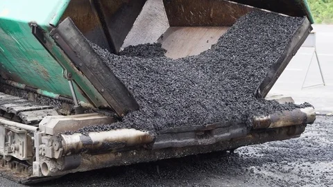 Asphalt machinery surfacing road Stock Footage 80919954