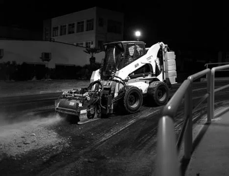 Asphalt milling machine working Foto stock