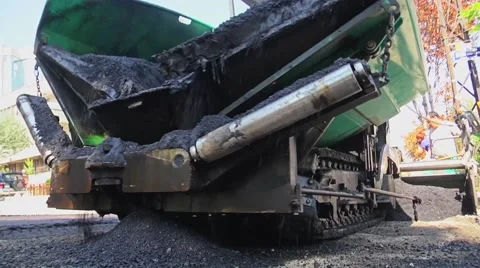 Asphalt Paver Machine During Road Construction Stock Footage 66761715