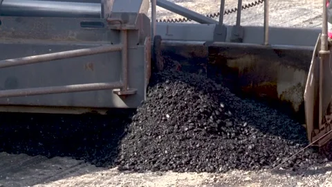 Asphalt paver machine during road construction. Video stock 234208153