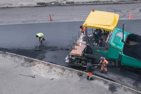 Asphalt paver machine Stock Photos