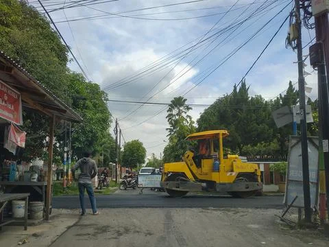 Asphalt paver machine Stock Photos