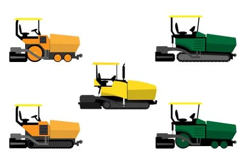 Asphalt pavers set Stock Illustration