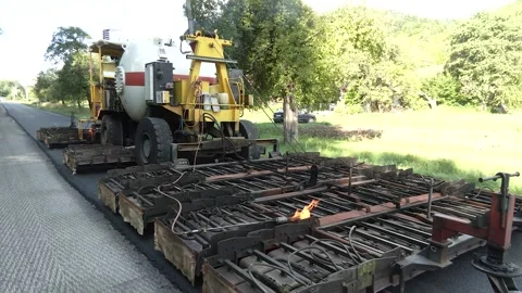 Asphalt Paving Machine During Road Construction Stock-Footage 344381473