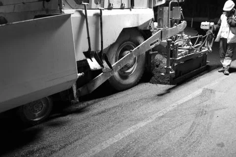 Asphalt paving machine Stock Photos