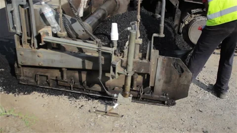 Asphalt Paving Machine Working Road Construction Video stock 86100312