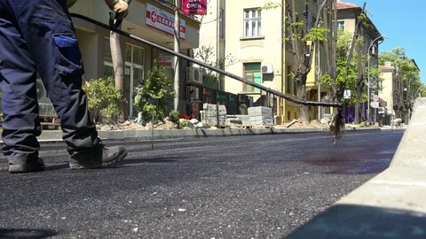 Asphalt paving worker, close up Stock-Footage 89452021