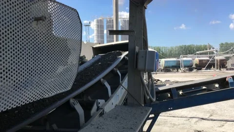 Asphalt plant. Contemporary metal construction of manufacturing. Stock Footage 131434553
