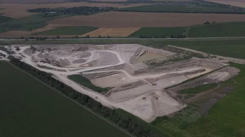 Asphalt quarry high top view from the drone Video stock 223667278