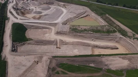 Asphalt quarry top view from the drone Video stock 223535062