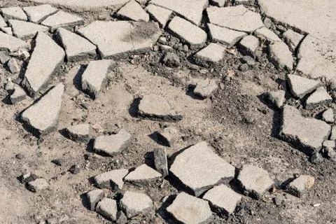 Asphalt road is broken, Stock Photos