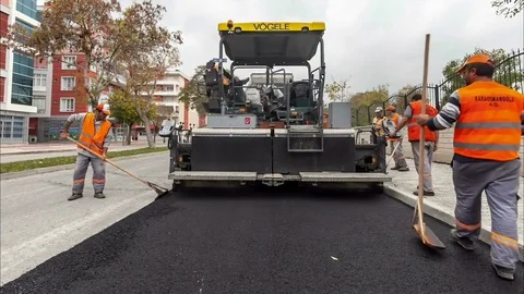 Asphalt road construction Stock Footage 82857852