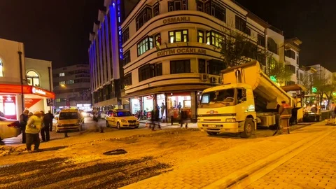 Asphalt road construction Видео 82857895