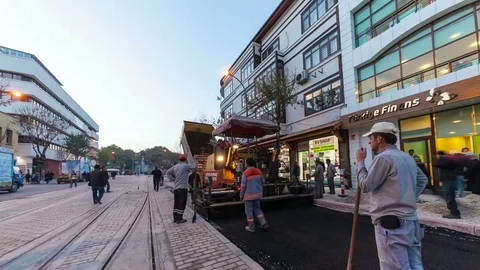 Asphalt road construction Vidéo 82858047