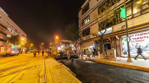 Asphalt road construction Видео 82858077