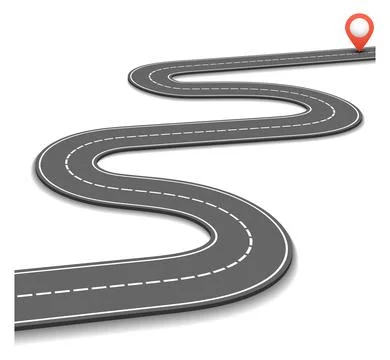 Asphalt road with destination pointer. Path in perspective Stock Illustration