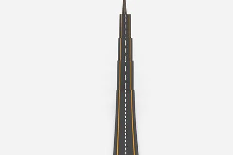 Asphalt road is extending in flat design with dashed white centerline and yellow 스톡 일러스트