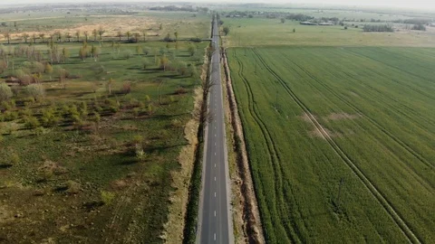 Asphalt road in the field Video stock 107330583