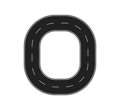 Asphalt road font number zero or letter O Stock Illustration