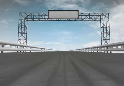 Asphalt road ground view with construction and sky illustration Stock Illustration