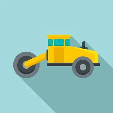 Asphalt road roller icon, flat style Ilustración de archivo