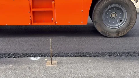 Asphalt road roller under construction road Stock Footage 285039511