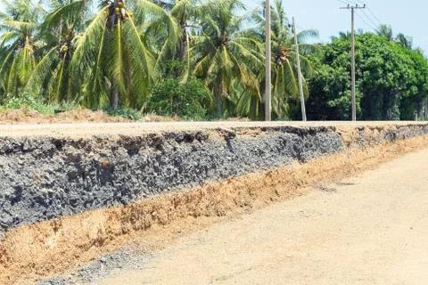 Asphalt road section 库存照片