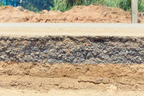Asphalt road section Stock Photos