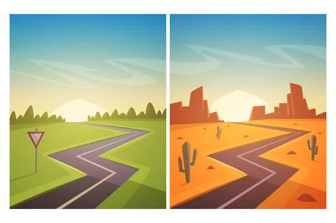 Asphalt road set Stock Illustration