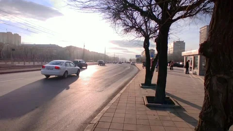 Asphalt road into the sun Stock Footage 220200044