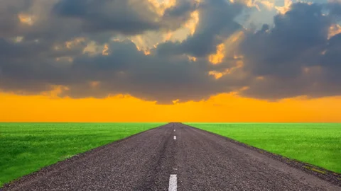 Asphalt road at the sunset time lapse scene Video stock 276167580