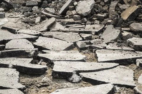Asphalt road surface broken Foto stock