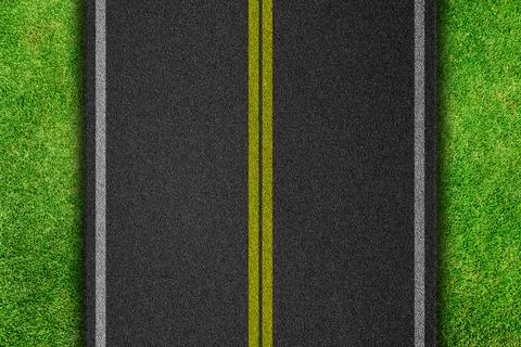 Asphalt road texture background in the grass Stock Photos