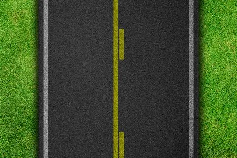 Asphalt road texture background in the grass Stock Photos