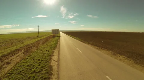 Asphalt Road Through Fields Stock Footage 32481161