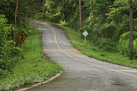 Asphalt road view Stock Photos