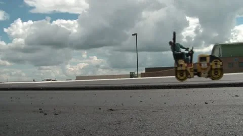 Asphalt Roller Blacktop Machine Stock Footage 12570986