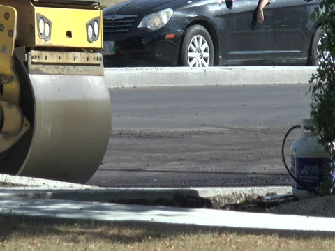 Asphalt Roller Close Up on the Rollers 스톡 동영상 80207048