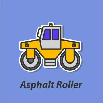 Asphalt roller color flat icon. Stock Illustration