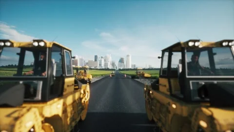 Asphalt Roller Compacting New Road Stock Footage 336333575